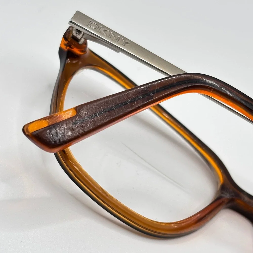 DKNY DY 4667 3675 Amber Tortoise Silver Rectangular Eyeglasses 52-17-140 Womens